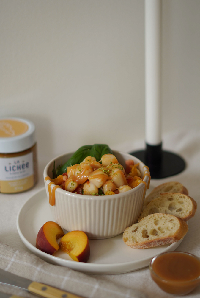 La Lichée caramel scallops on summer salad